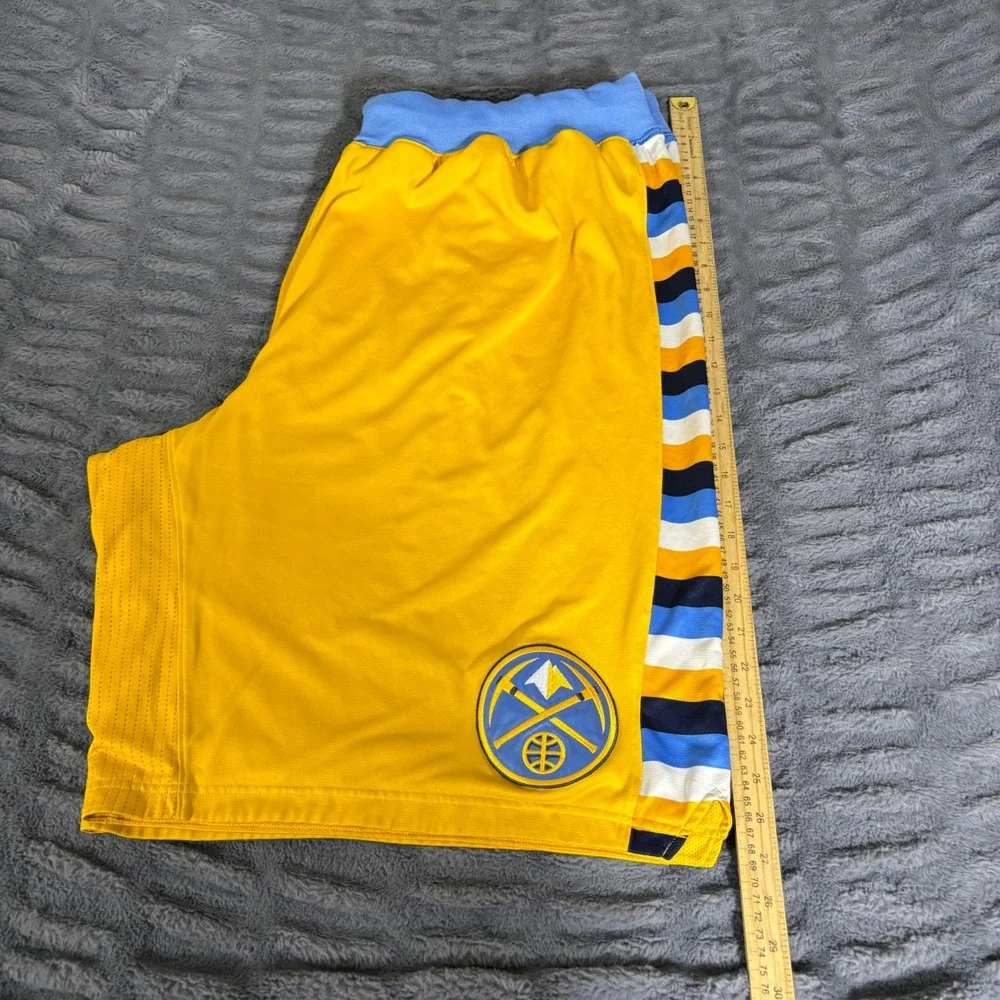 Adidas Denver Nuggets NBA Basketball Game Shorts 12-13 Yellow Team Issued 6XL +4